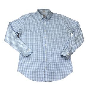 Peter Millar Nanoluxe Easycare blue & white check button up size Large